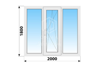 Трехстворчатое пластиковое окно 2000x1800 Г-ПО-Г